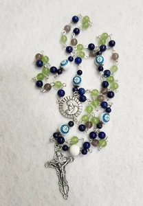 SEATTLE MARINERS ROSARY NECKLACE JEWELRY GLASS BEADED MLB BASEBALL ORNAMENT  - Picture 1 of 8