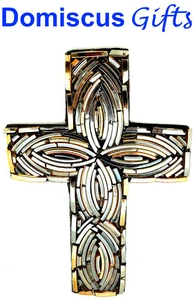 6" New! Metallic Modern Wall CROSS Religious Christian Home Decor HAND MADE - Picture 1 of 2