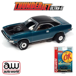 Auto World Thunderjet Ok Used Cars 1970 Plymouth Cuda Teal HO Slot Car - Picture 1 of 5