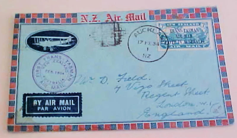 NEW ZEALAND FLIGHT #554 cat.$130.00 FDC 1934 FEB 17 CACHETED - Image 1 of 1