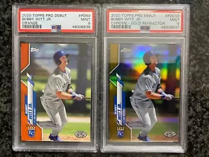 2) 2020 Topps Pro Debut Bobby Witt Jr. Orange #/25 Gold Refractor #/75 PSA 9 Lot - Picture 1 of 2