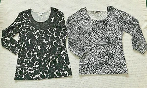 2 Pullover Pulli s/w CYRUS Leopard & CHARTER CLUB Blumen edel Damen MED - Bild 1 von 12