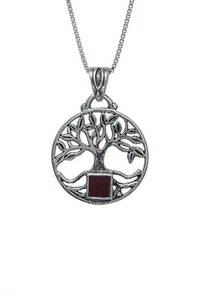 Jerusalem Nano Bibel Tora Anhänger Lebensbaum Kreis Halskette Silber 925 Geschenk - Bild 1 von 3