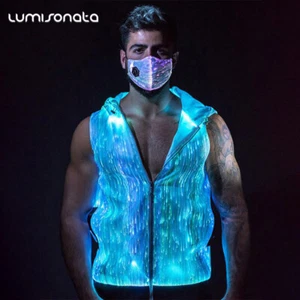 Fibra Óptica Fiesta LED Disfraz Chaleco con Capucha Béisbol Hip-hop Ropa Luminosa Top - Imagen 1 de 20