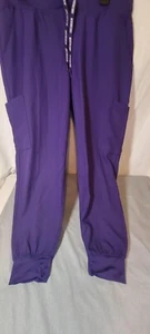 Med couture scrubs women Cargo Knit Waist Drawstring Jogger Purple Large 2711 - Picture 1 of 6