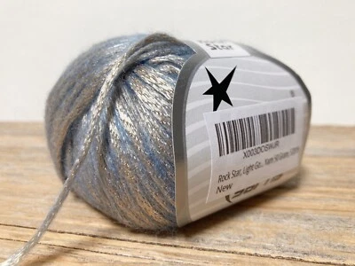 Пряжа для льда рок-звезда золотисто-голубая 126 ярдов. камвольная металлическая мериносовая шерстяная лента - Изображение 1 из 3