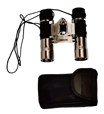 Carson 10x25 Binoculars 101m/1000m With Case.  EUC! Vintage Compact Folding  - Image 1 of 4