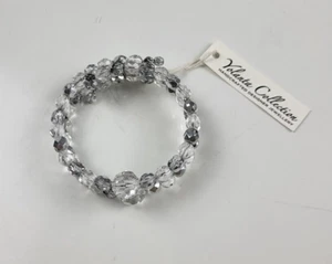 Yolanta Collection Gray Clear Crystal Adjustable Cuff Bracelet NWT Designer - Picture 1 of 5