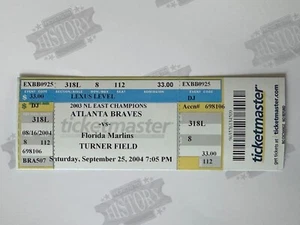 2004 Florida Marlins at Atlanta Braves Ticket 9/25/04 - Picture 1 of 1