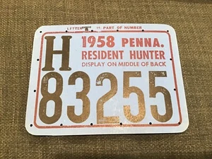 1958 Pennsylvania Hunting License Vintage PA Tag H Mark Deer Hunter Mint - Picture 1 of 2