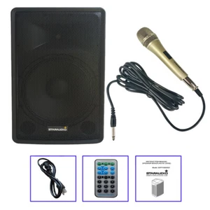2-Way 15" Active Bluetooth PA Audio Speaker + Karaoke Wired Handheld Dynamic Mic - Picture 1 of 23