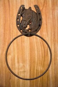 Western Equestrian Tack Decor Horseshoe Horse Head Towel Ring