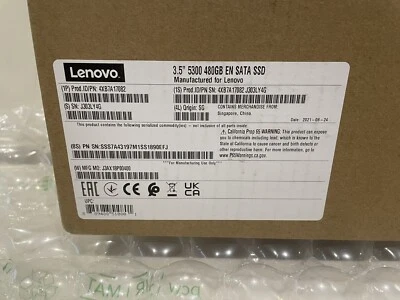 4XB7A17082 (02JG538) Lenovo Thinksystem 3.5" 5300 480GB Entry SATA 6Gb HS SSD - Image 1 of 3
