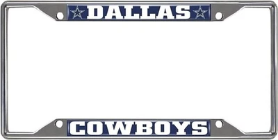 Cubierta de etiqueta cromada con marco de placa de metal de los Dallas Cowboys 6x12 pulgadas Foto 1 de 4