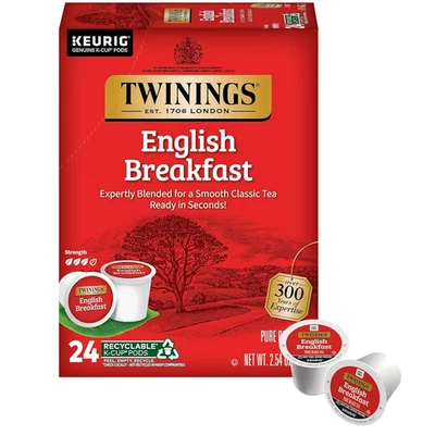 Twinings English Breakfast Black Tea K-Cup Pods for Keurig, 24 Count (Pack of 1)