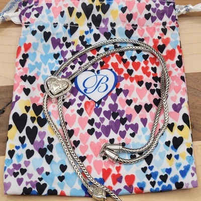 Collar Brighton Eliza Corazón Bolo Plata Slide Lariat Cadena Ajustable Con Bolsa Foto 1 de 4