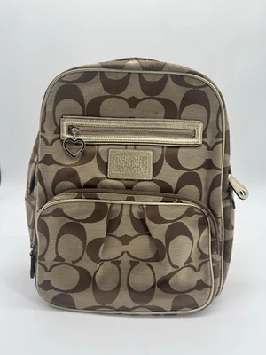 Coach POPPY Daisy Signature Backpack Khaki/Gold with Lilac Lining - Image 1 of 4