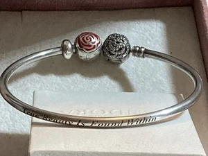 Pandora Armreif 20 cm -Beauty and Biest +Charm Dysney Belles Rose,Die Schöne Und - Bild 1 von 5
