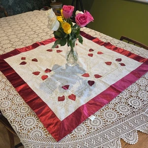 Tablecloth Centre Piece Cloth Chrismas Red Festive 34 x 34 inches. - Picture 1 of 5