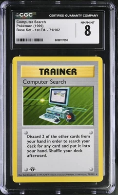 CGC 8 Computer Search 1999 Base Set 1st Edition Shadowless 71/102 Pokemon Card - Image 1 of 2