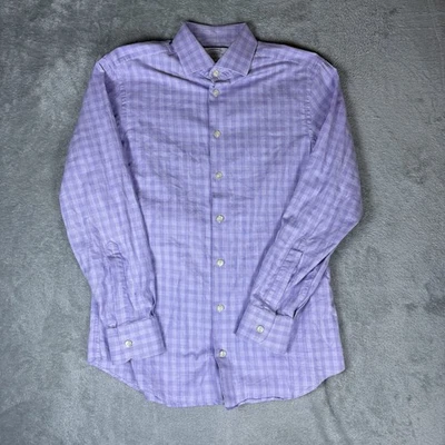 Camisa Charles Tyrwhitt Para Hombres 15 1/4 34 Púrpura Cuadros Calce Ajustado Sin Hierro Vestido Foto 1 de 4