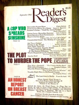 VTG Reader's Digest SEPTEMBER 1982 Magazine~ Stories *Culture *Print Ads~ GVC - Image 1 of 4