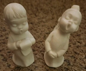 💥 MCM Vtg 2 Hand Crafted ITALY ANGELS CHERUBs Heavenly  MARBLE Statue Music - Picture 1 of 18