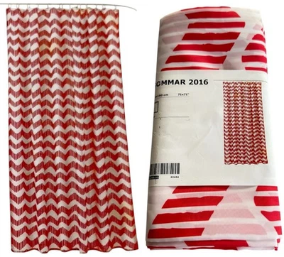 IKEA SOMMAR Cortina de Ducha Rojo Blanco Línea Ondulada Patrón 2016 Nuevo Foto 1 de 4