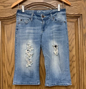 Pantalones Cortos Vaqueros CP Azul Bermudas Algodón Elastizados Envejecidos 4 Bolsillos Talla Pequeña - Imagen 1 de 13
