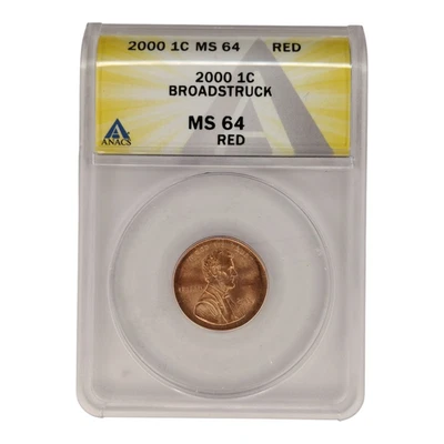 2000 Broadstruck Lincoln Cent ANACS MS64 Red 14B23 - Image 1 of 4