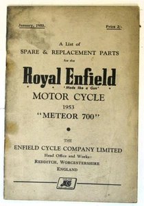Royal Enfield Meteor 700 Motorrad Teileliste Jan 1953 #249/1M/1/53 - Bild 1 von 6