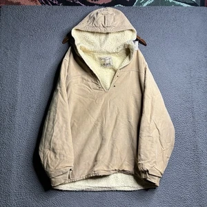 VINTAGE Grais Outerwear Sherpa Lined Anorak Brown Jacket Mens Medium Lace Up - Picture 1 of 12