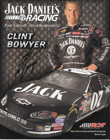 HAND SIGNED AUTOGRAPHED CLINT BOWYER POSTCARD 2006 JACK DANIEL'S RCR Cover