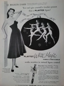 Faja mágica blanca Playtex 1956 para mujer Maureen O'hara anuncio de moda vintage - Imagen 1 de 1