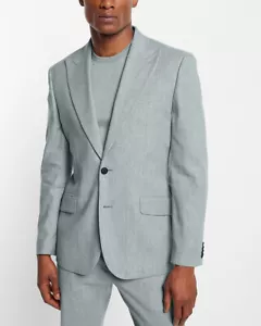 NEW EXPRESS $278 BLUE SLIM LINEN BLEND SUIT JACKET SZ 38R - Picture 1 of 4