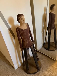 Antique Large Wooden SANTOS Cage DOLL Baroque Jointed Arms - painted UNIQUE RARE - Picture 1 of 13