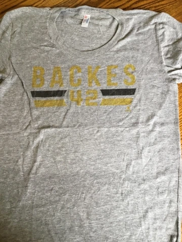 American Apparel NHL Boston Bruins Women’s SZ L David Backes Gray Fitted T-shirt Cover