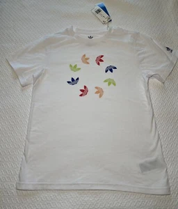 Adidas Kids Unisex Adicolor T-Shirt Trefoil Spinner White Multicolor 13-14Y - Picture 1 of 5