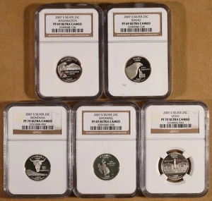 2007 Silver Proof Statehood Quarters Set All Certified NGC PF69 & 70 Ultra Cameo - Picture 1 of 2