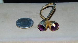 GOLD TONE SCARF HOLDER WITH PURPLE STONES - Picture 1 of 6