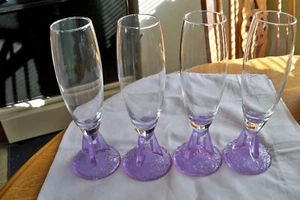 4 Vintage Rocket Base Alexandrite Champagne Flutes - Picture 1 of 7