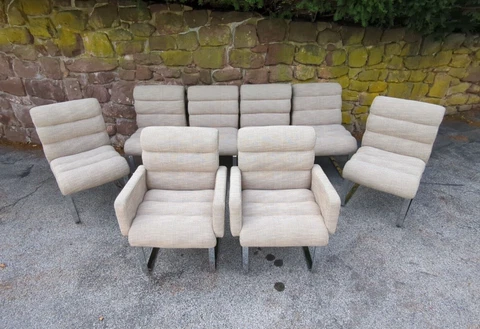 Mid-Century Modern PREVIEW Chrome Cantilever Dining Chairs ~ Set of 8 Cover