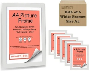 White A4 Picture Frames Pack of 6 , Picture Frame, Document frame, Certificate - Picture 1 of 5