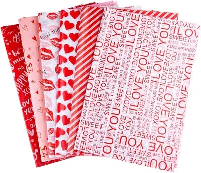 Love Heart Valentines Luxury Tissue Paper Printed Wrapping Large Sheets 51 x 38 - Image 1 of 3