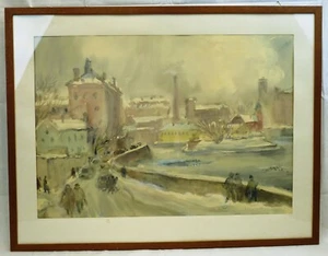 (B1793) Aquarell "Moskau ~ Winter am Ufer" Elisabeth Klutschewskaja 1987 - Bild 1 von 24