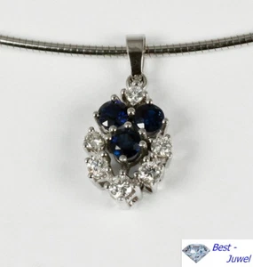 Colgante Con Zafiro Y Diamant-Brillant 0,36 Qt. Oro Blanco 585 14 Quilates - Imagen 1 de 2
