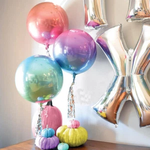 22inch Round 4D Rainbow Gradient Disco Foil Balloon Wedding Birthday Party Decor - Picture 1 of 32