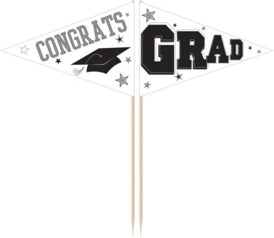 Graduation Party Picks - 2.5" Pack of 36, White  - Image 1 of 3