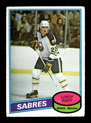 4-04-20 PWE. FLAWED . 1980-81 opc o-pee-chee #319 lindy ruff - Image 1 of 2