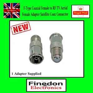 Adattatore F-Type Coassiale Femmina a RF TV Antenna Femmina Connettore Coassiale Satellitare UK - Foto 1 di 2